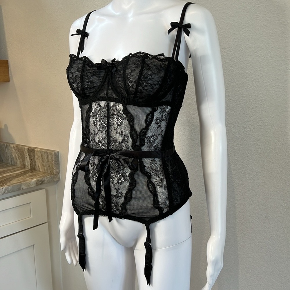 Agent Provocateur Black Lace “Knickers Forever” Basque/Corset (Size 36C)
